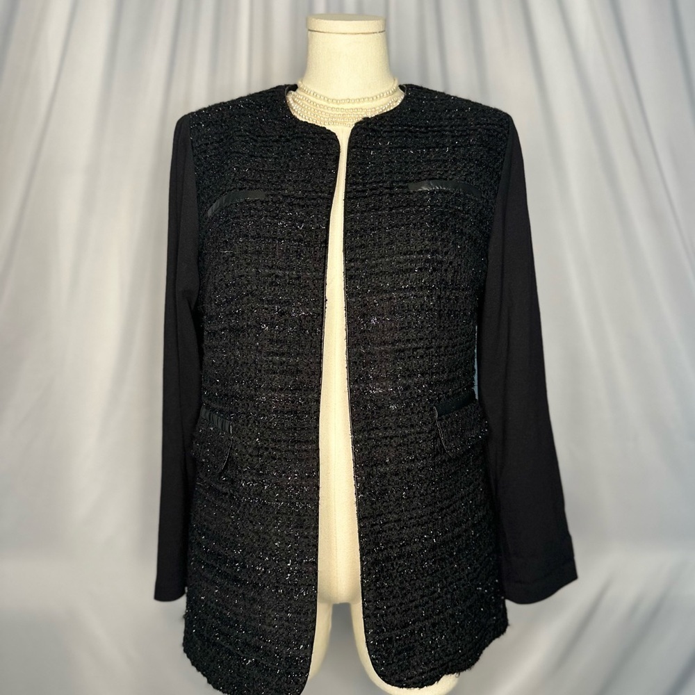 Chico's Metallic Mix Tweed Open Front Blazer (813)